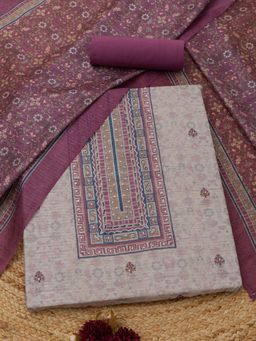 Soch - Womens Pink Art Silk Ethnic Unstitched Kurta and Bottom with Dupatta