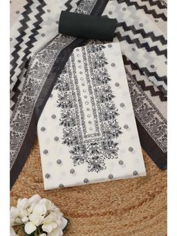 Soch - Womens Black Linen Ethnic Unstitched Kurta and Bottom with Dupatta