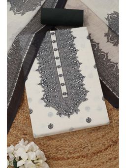 Soch - Womens Black Linen Ethnic Unstitched Kurta and Bottom with Dupatta