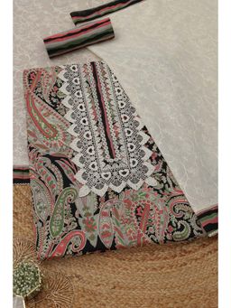 Soch - Womens Black Cotton Paisley Unstitched Kurta and Bottom with Dupatta