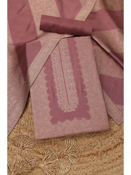 Soch - Womens Pink Silk Woven Unstitched Kurta and Bottom with Dupatta