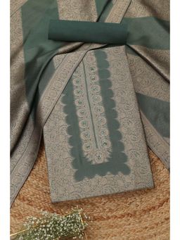 Soch - Womens Green Silk Woven Unstitched Kurta and Bottom with Dupatta