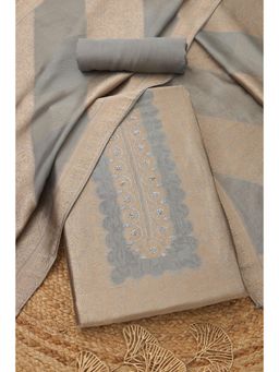 Soch - Womens Grey Silk Blend Woven Unstitched Kurta and Bottom with Dupatta