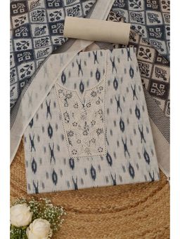 Soch - Womens Off White Linen Printed Unstitched Kurta and Bottom with Dupatta