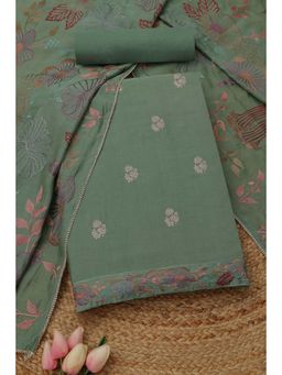 Soch - Womens Green Chanderi Floral Unstitched Kurta and Bottom with Dupatta