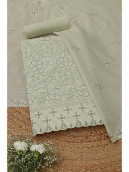 Soch - Womens Green Cotton Floral Unstitched Kurta and Bottom with Dupatta