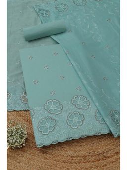 Soch - Womens Blue Cotton Floral Unstitched Kurta and Bottom with Dupatta