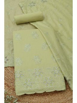Soch - Womens Green Cotton Floral Unstitched Kurta and Bottom with Dupatta