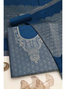 Soch - Womens Blue Silk Blend Woven Unstitched Kurta and Bottom with Dupatta