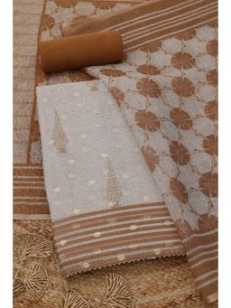 Soch - Womens Brown Kota Ethnic Unstitched Kurta and Bottom with Dupatta