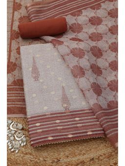 Soch - Womens Rust Kota Ethnic Unstitched Kurta and Bottom with Dupatta