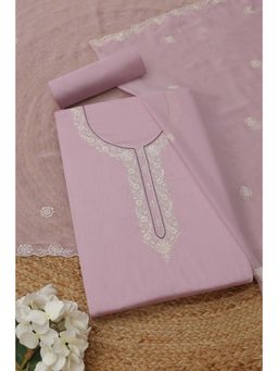 Soch - Womens Lavender Cotton Floral Unstitched Kurta and Bottom with Dupatta
