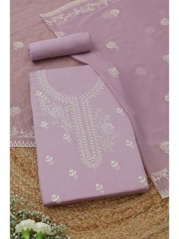 Soch - Womens Lavender Cotton Floral Unstitched Kurta and Bottom with Dupatta