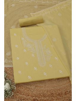 Soch - Womens Green Cotton Floral Unstitched Kurta and Bottom with Dupatta
