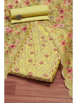 Biba - Women Yellow Chanderi Unstitched Kurta and Bottom with Dutpatta