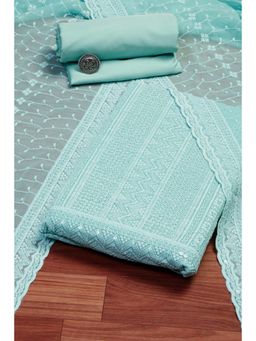 Biba - Women Blue Georgette Unstitched Kurta and Bottom with Dutpatta