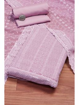 Biba - Women Lavender Georgette Unstitched Kurta and Bottom with Dutpatta
