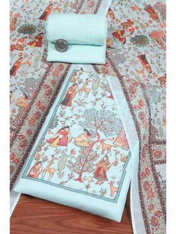 Biba - Women Blue Unstitched Kurta and Bottom with Dutpatta