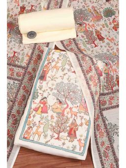 Biba - Women Peach Unstitched Kurta and Bottom with Dutpatta