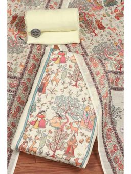 Biba - Women Yellow Unstitched Kurta and Bottom with Dutpatta