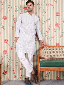 Gahan - Geometric Printed Mandarin Collar Straight Kurta
