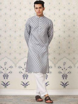 Gahan - Ethnic Motifs Printed Mandarin Collar Straight Kurta