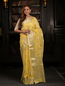 EXCLUSIVA - Yellow Soft Modal Silk Saree with Unstitched Blouse