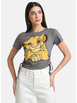 Kazo - Grey Lion King Printed Crop Tee