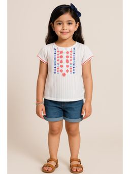 Miyo - Girls Embroidered Ribbed Top
