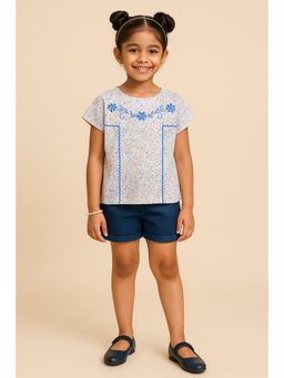 Miyo - Girls Floral Embroidered Printed Top
