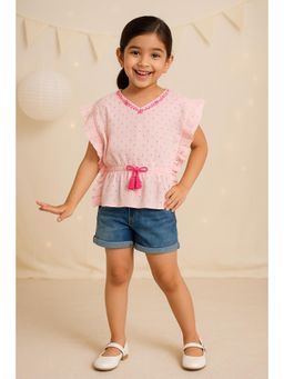 Miyo - Girls Ruffle Sleeve Peplum Top