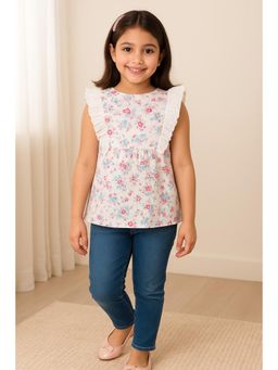 Miyo - Girls Floral Printed Frill Top