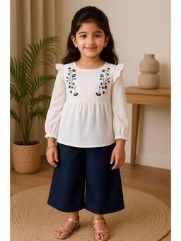 Miyo - Girls Floral Embroidered Dobby Top