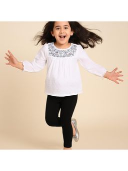 Miyo - Girls Floral Embroidered Dobby Top