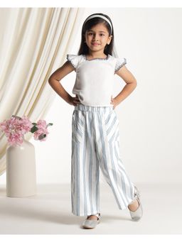 Miyo - Girls Embroidered Flutter Sleeve Casual Top