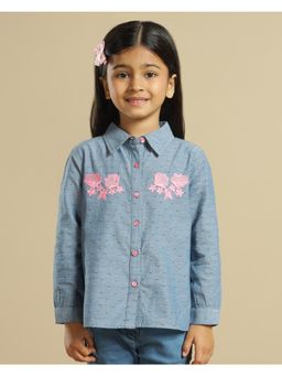 Miyo - Girls Floral Embroidered Casual Shirt