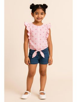 Miyo - Girls Printed Ruffle Sleeve Top