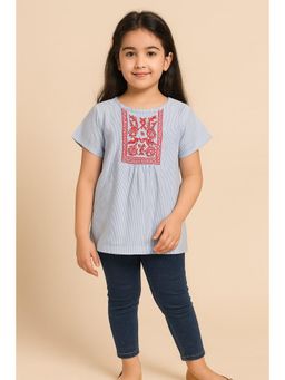 Miyo - Girls Embroidered Striped Top