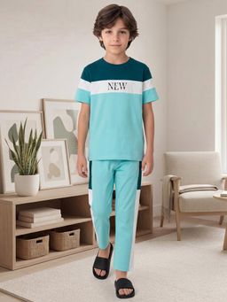 Lil Tomatoes - Boys Cotton Knit Half Sleeve Color Block Night Suit