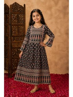Aarika - Black Damask Print Dress