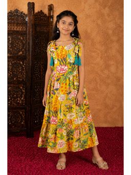 Aarika - Mustard Floral Print Dress