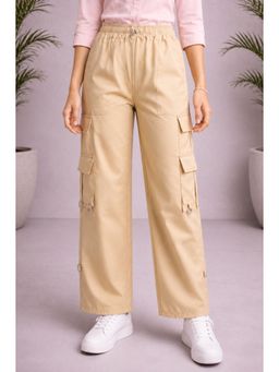 Aarika - Fawn Colour Solid Polyester Cargo