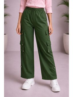Aarika - Dark Green Colour Solid Polyester Cargo