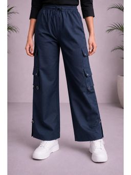 Aarika - Teal Blue Colour Solid Polyester Cargo