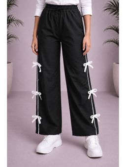Aarika - Black Colour Solid Polyester Trouser
