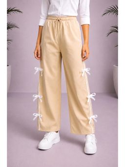 Aarika - Fawn Colour Solid Polyester Trouser