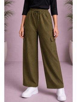 Aarika - Olive Colour Solid Nylon Trouser