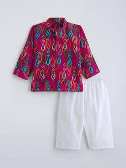 Hopscotch - Cotton Ikat Kurta with Pajama