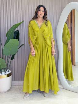 House of Fett - Green Embellished Flared Jumpsuit