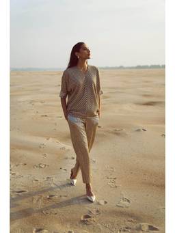dash and dot - Beige Mirror Sequin Pant